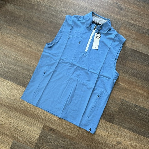 NWT Kenneth Cole Golf Blue 1/4 Zip Windbreaker Vest Men's Size L Golf - Picture 1 of 8